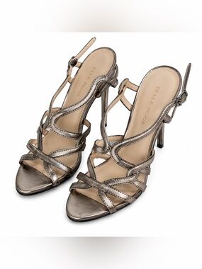 Pelle Moda Metallic Pewter Strappy High Heel Sandals CT